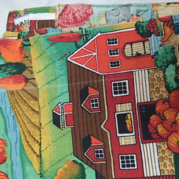 Fabric Stash Joan Kessler "Harvest Country" Vtg Fall Pumpkin Farm 5 Pieces READ - Picture 5 of 7